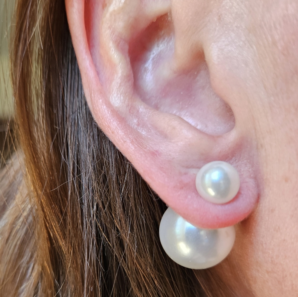 Double sided two sided faux pearl statement earrings - Picture 2 of 2
